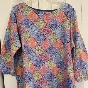 Talbots Patchwork 3/4 length sleeve shirt